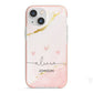 Personalised Pink Gold Marble Names iPhone 13 Mini TPU Impact Case with Pink Edges