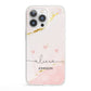 Personalised Pink Gold Marble Names iPhone 13 Pro Clear Bumper Case