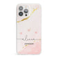 Personalised Pink Gold Marble Names iPhone 13 Pro Max Clear Bumper Case
