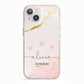 Personalised Pink Gold Marble Names iPhone 13 TPU Impact Case with Pink Edges