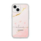 Personalised Pink Gold Marble Names iPhone 14 Clear Tough Case Starlight