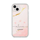 Personalised Pink Gold Marble Names iPhone 14 Plus Clear Tough Case Starlight