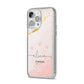 Personalised Pink Gold Marble Names iPhone 14 Pro Max Glitter Tough Case Silver Angled Image