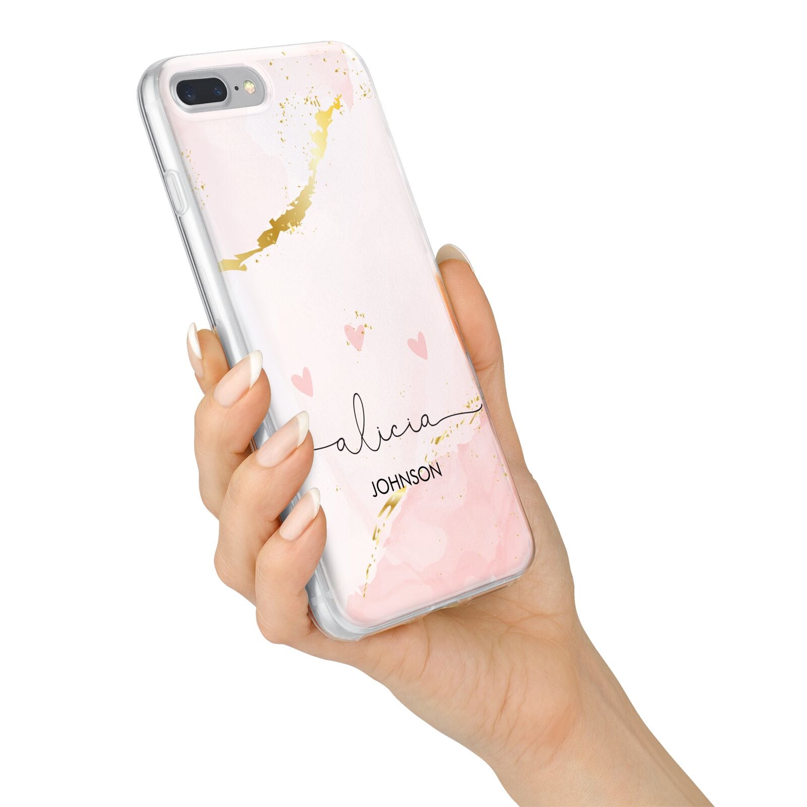 Personalised Pink Gold Marble Names iPhone 7 Plus Bumper Case on Silver iPhone Alternative Image