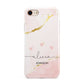 Personalised Pink Gold Marble Names iPhone 8 3D Tough Case on Gold Phone