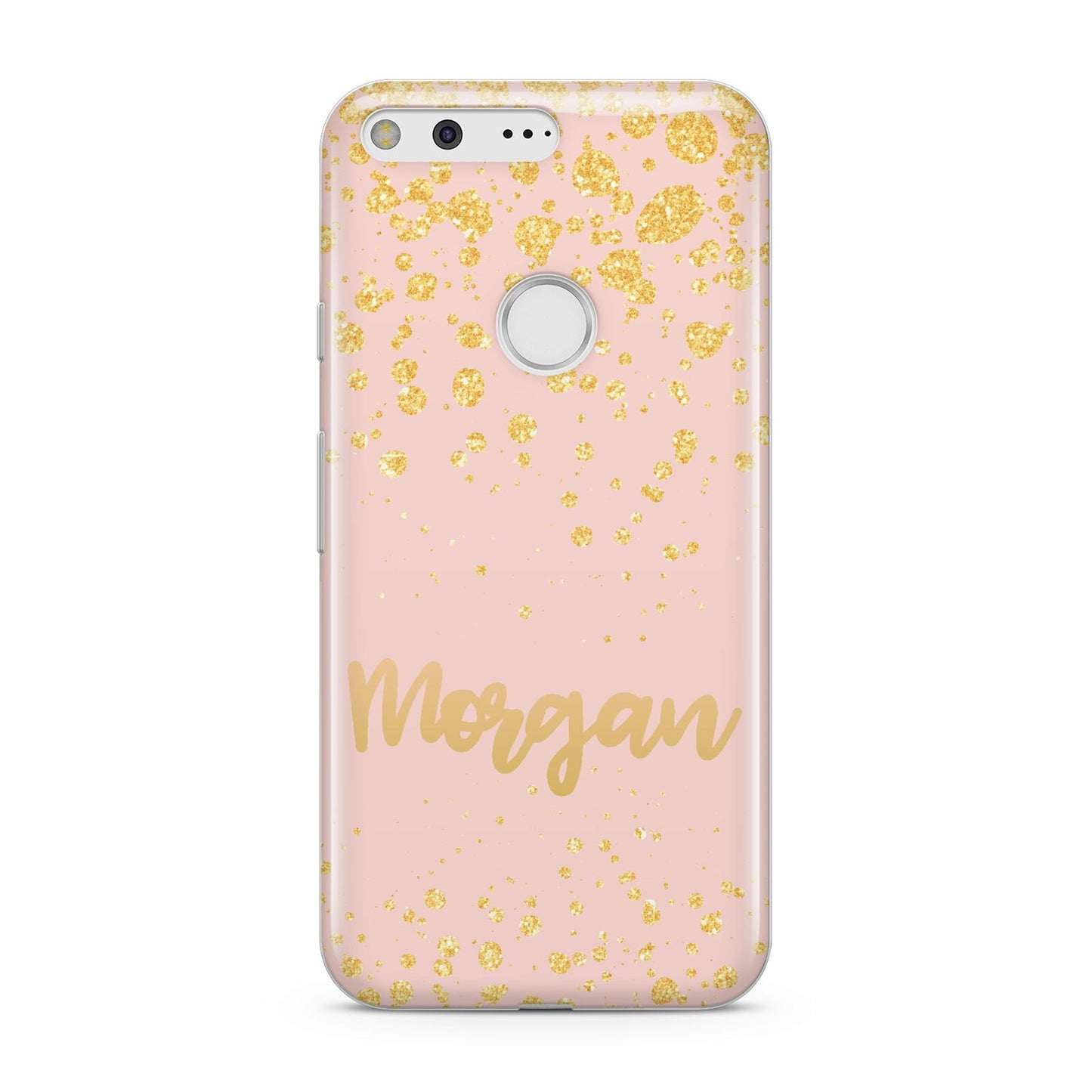 Personalised Pink Gold Splatter With Name Google Pixel Case