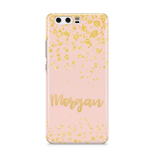 Personalised Pink Gold Splatter With Name Huawei P10 Phone Case