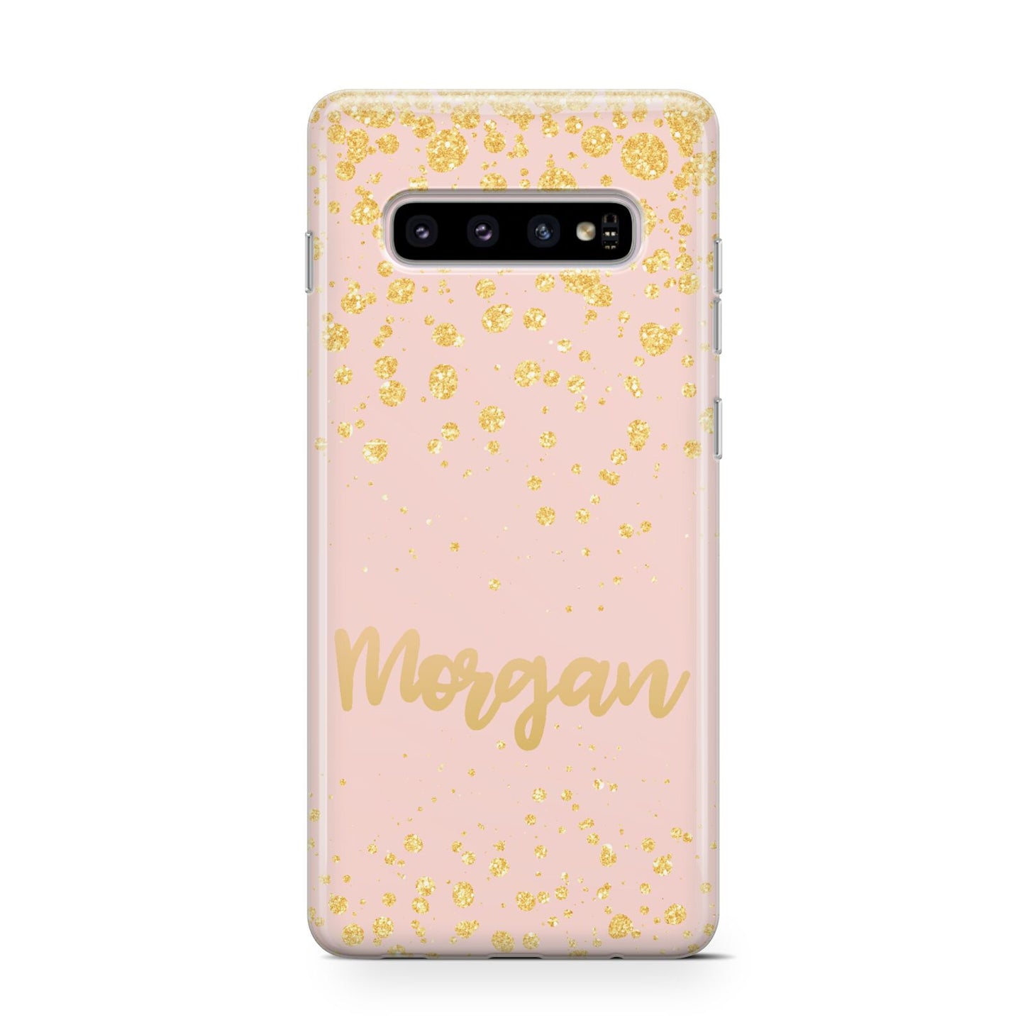 Personalised Pink Gold Splatter With Name Protective Samsung Galaxy Case