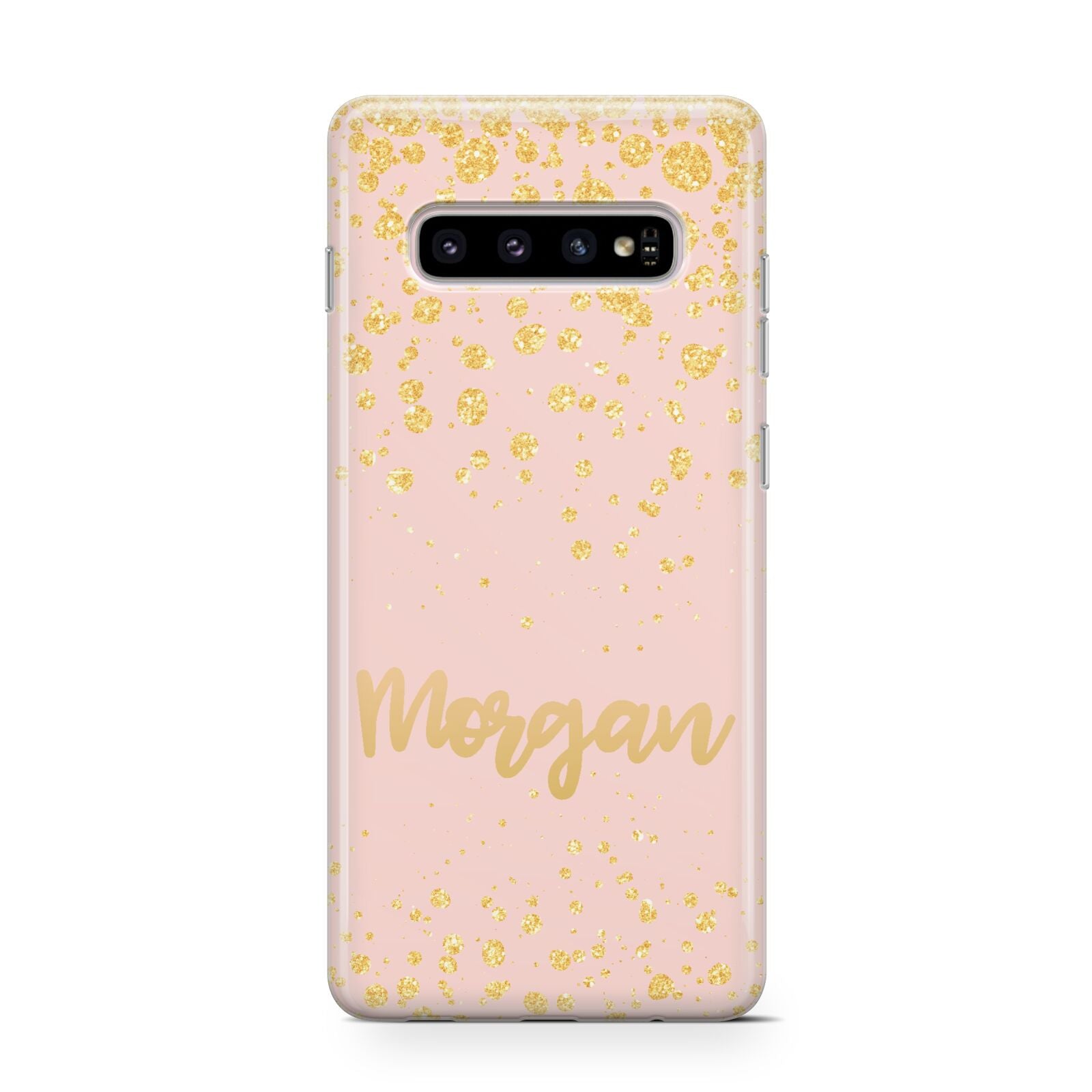 Personalised Pink Gold Splatter With Name Protective Samsung Galaxy Case