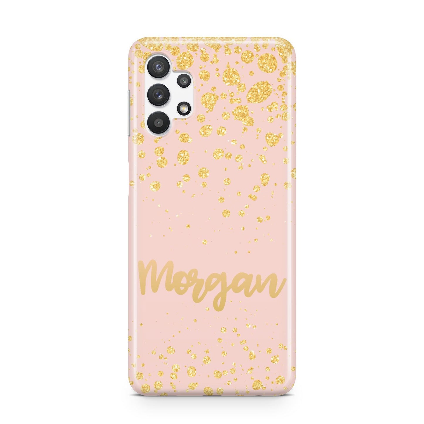 Personalised Pink Gold Splatter With Name Samsung A32 5G Case