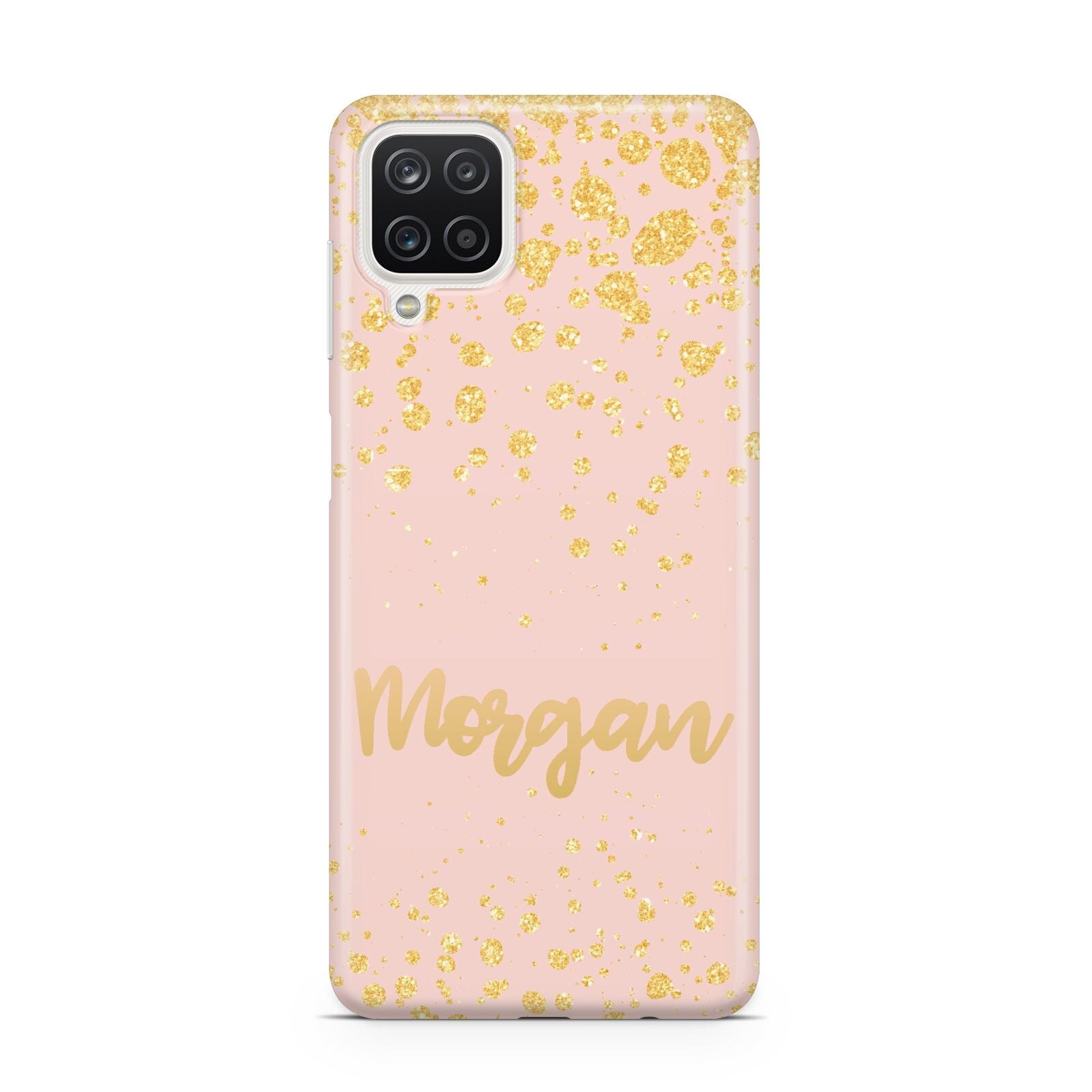 Personalised Pink Gold Splatter With Name Samsung M12 Case