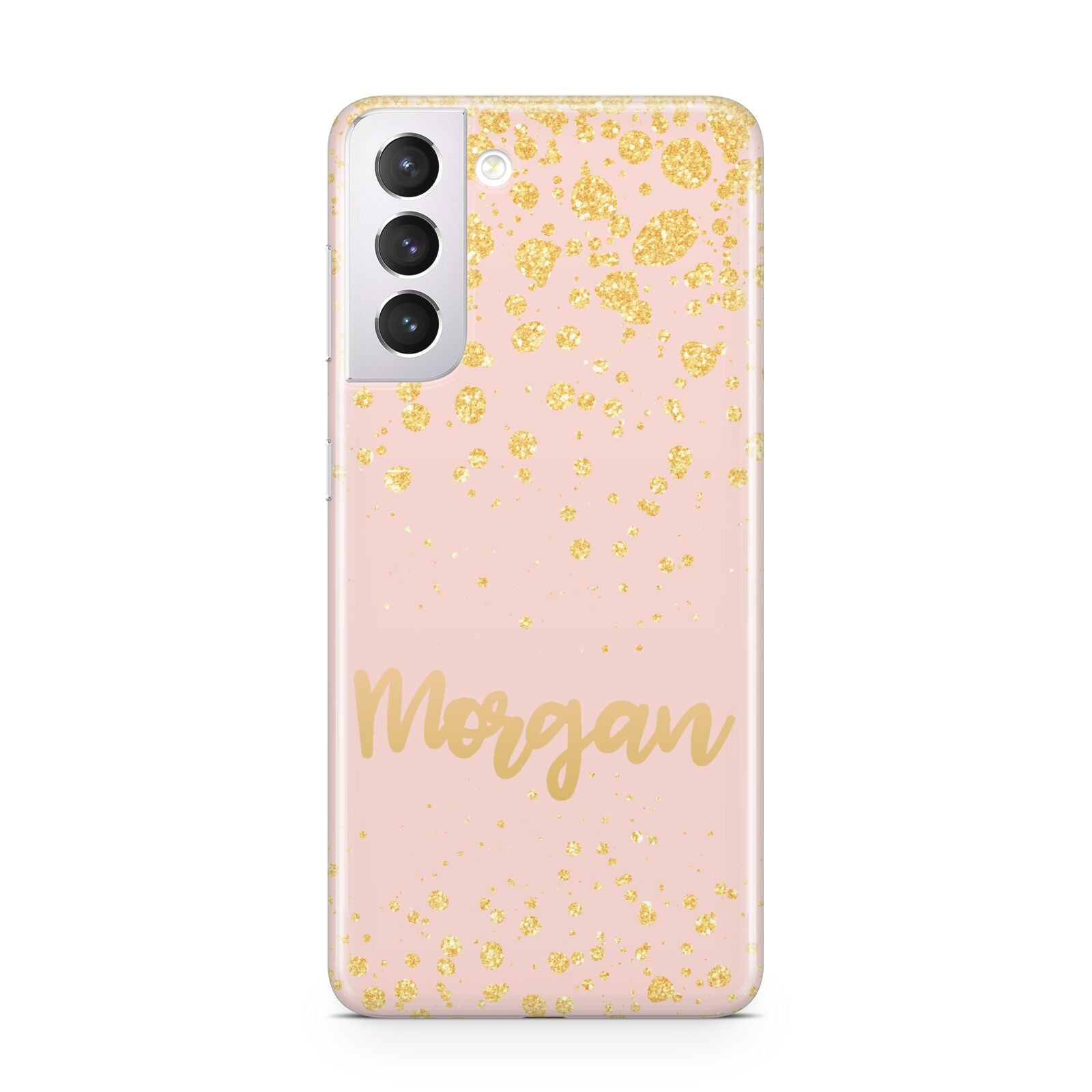 Personalised Pink Gold Splatter With Name Samsung S21 Case