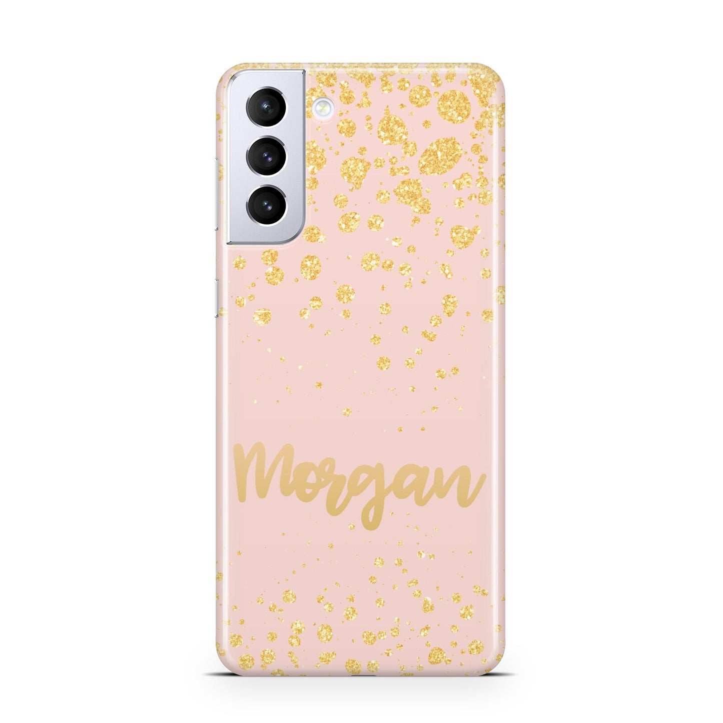 Personalised Pink Gold Splatter With Name Samsung S21 Plus Case