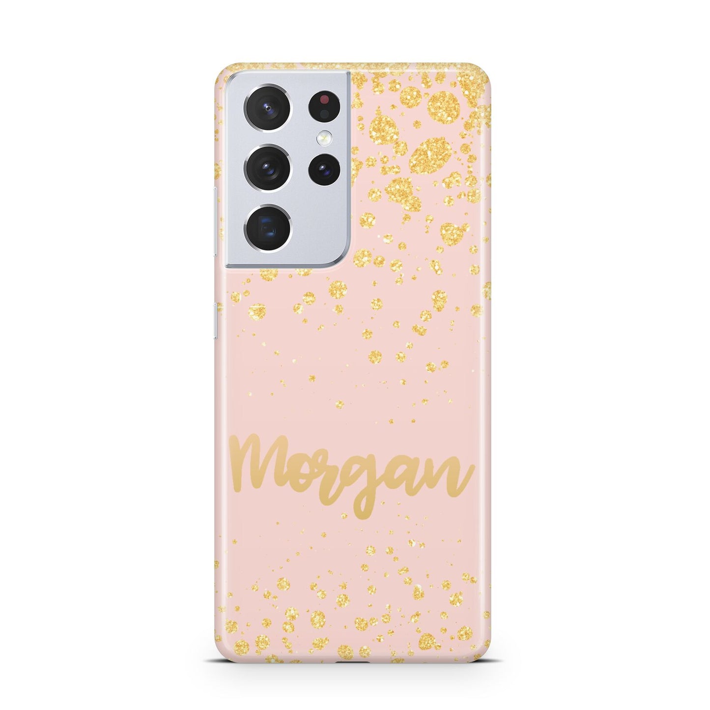 Personalised Pink Gold Splatter With Name Samsung S21 Ultra Case