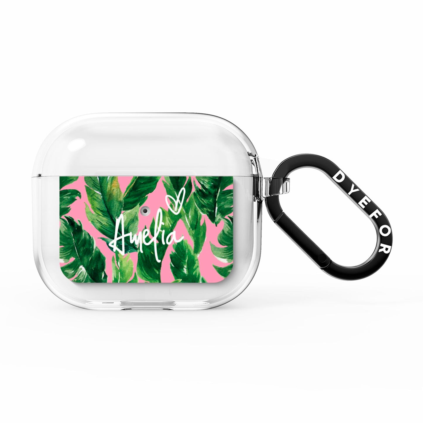 Personalised Pink Green Banana Leaf AirPods Clear Case 3rd Gen