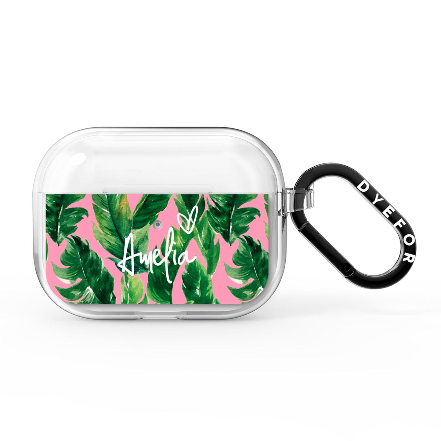 Personalised Pink Green Banana Leaf AirPods Pro Clear Case