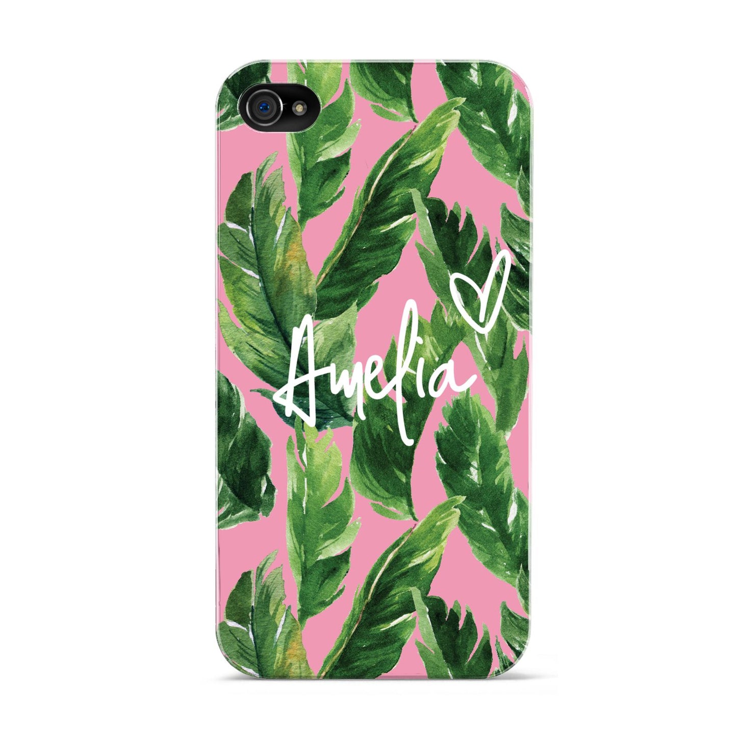 Personalised Pink Green Banana Leaf Apple iPhone 4s Case