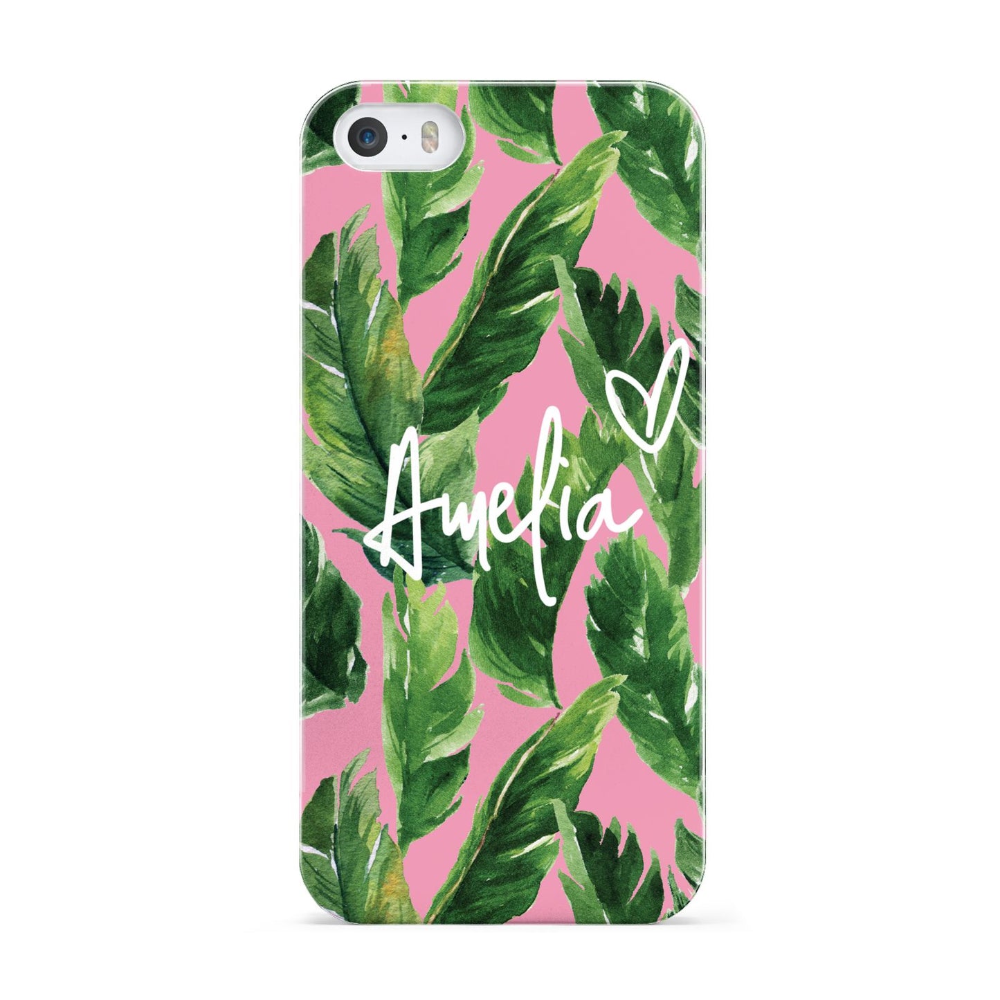 Personalised Pink Green Banana Leaf Apple iPhone 5 Case