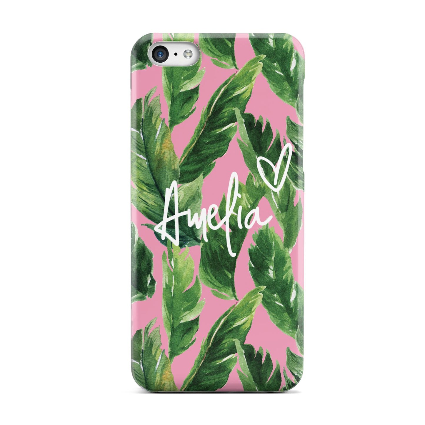 Personalised Pink Green Banana Leaf Apple iPhone 5c Case