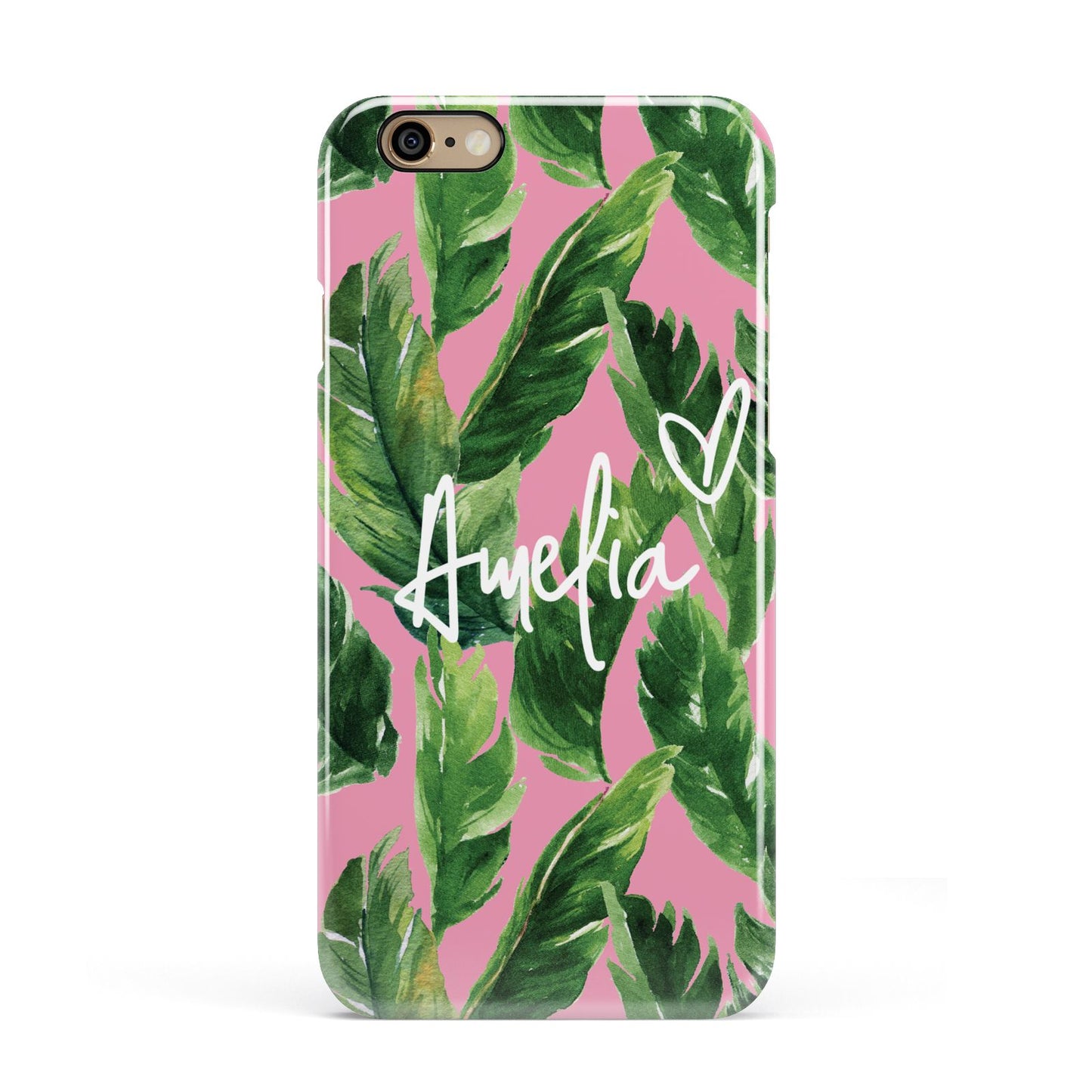 Personalised Pink Green Banana Leaf Apple iPhone 6 3D Snap Case