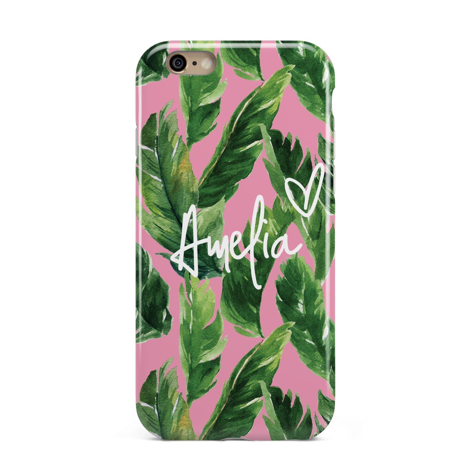 Personalised Pink Green Banana Leaf Apple iPhone 6 3D Tough Case