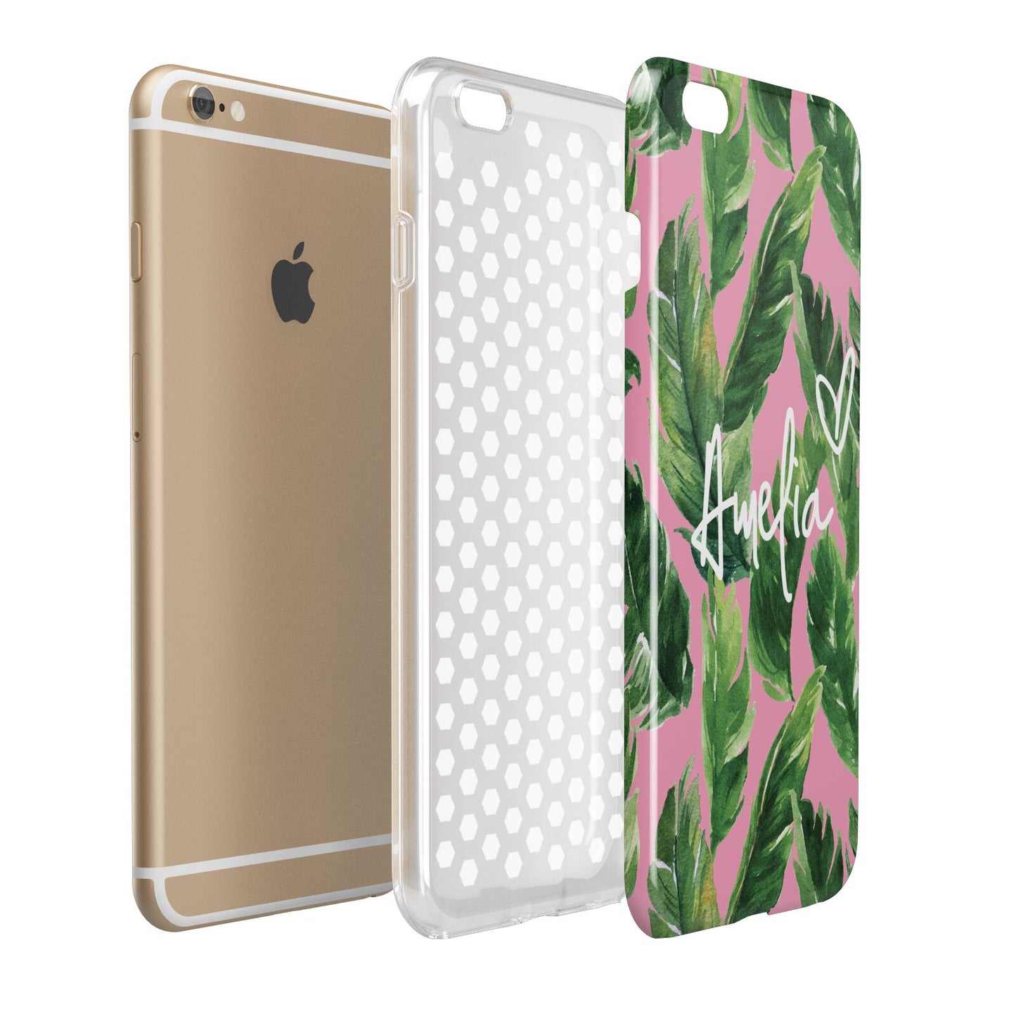 Personalised Pink Green Banana Leaf Apple iPhone 6 Plus 3D Tough Case Expand Detail Image