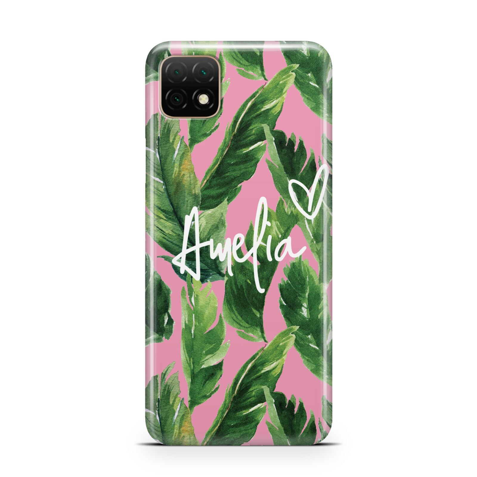 Personalised Pink Green Banana Leaf Huawei Enjoy 20 Phone Case