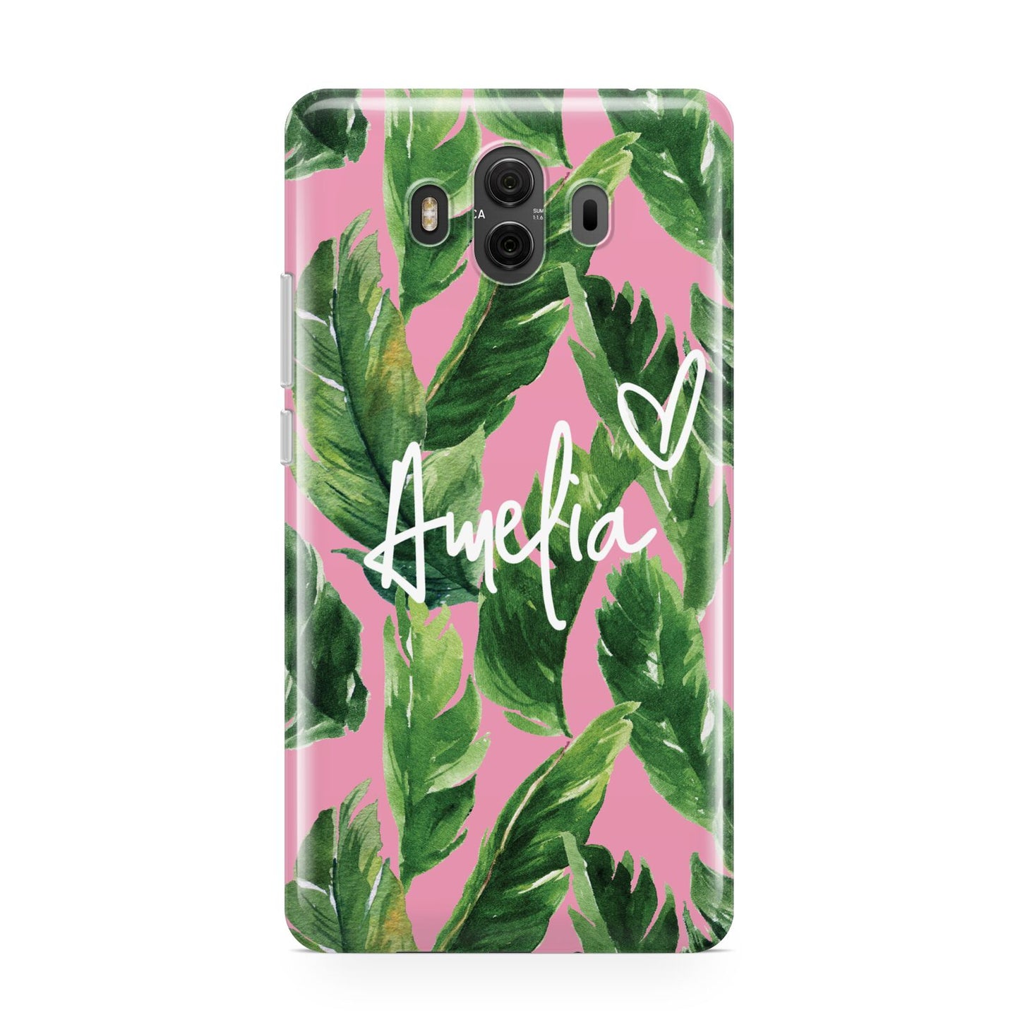 Personalised Pink Green Banana Leaf Huawei Mate 10 Protective Phone Case