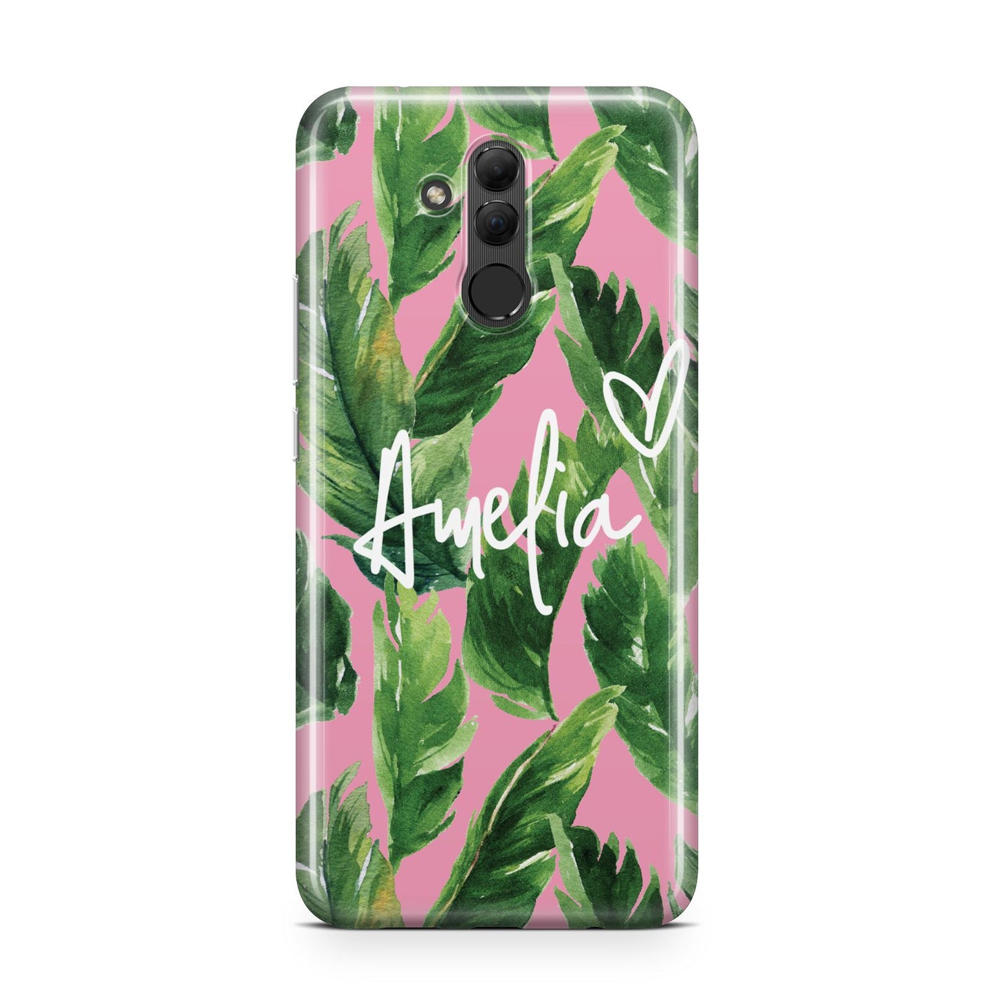 Personalised Pink Green Banana Leaf Huawei Mate 20 Lite