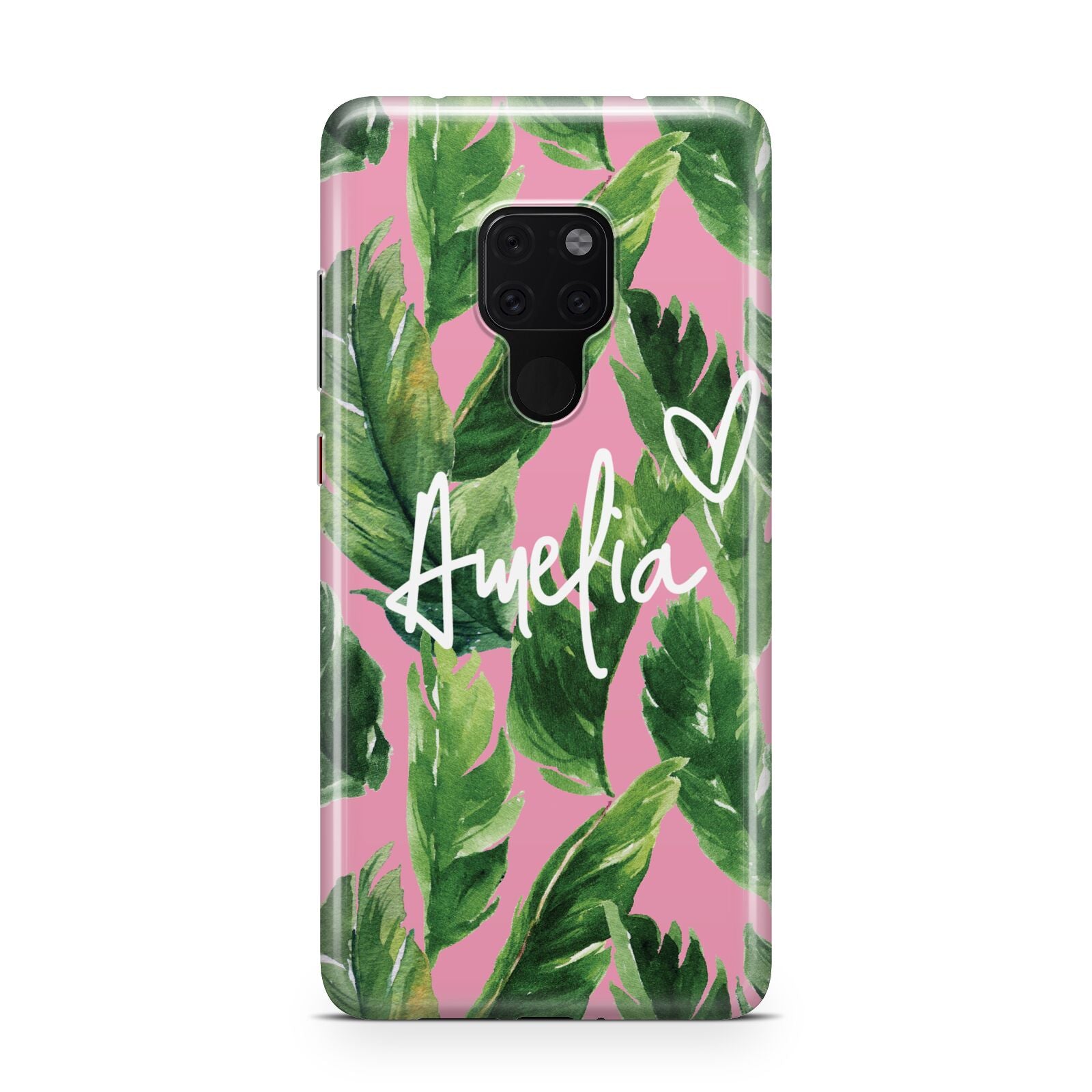 Personalised Pink Green Banana Leaf Huawei Mate 20 Phone Case