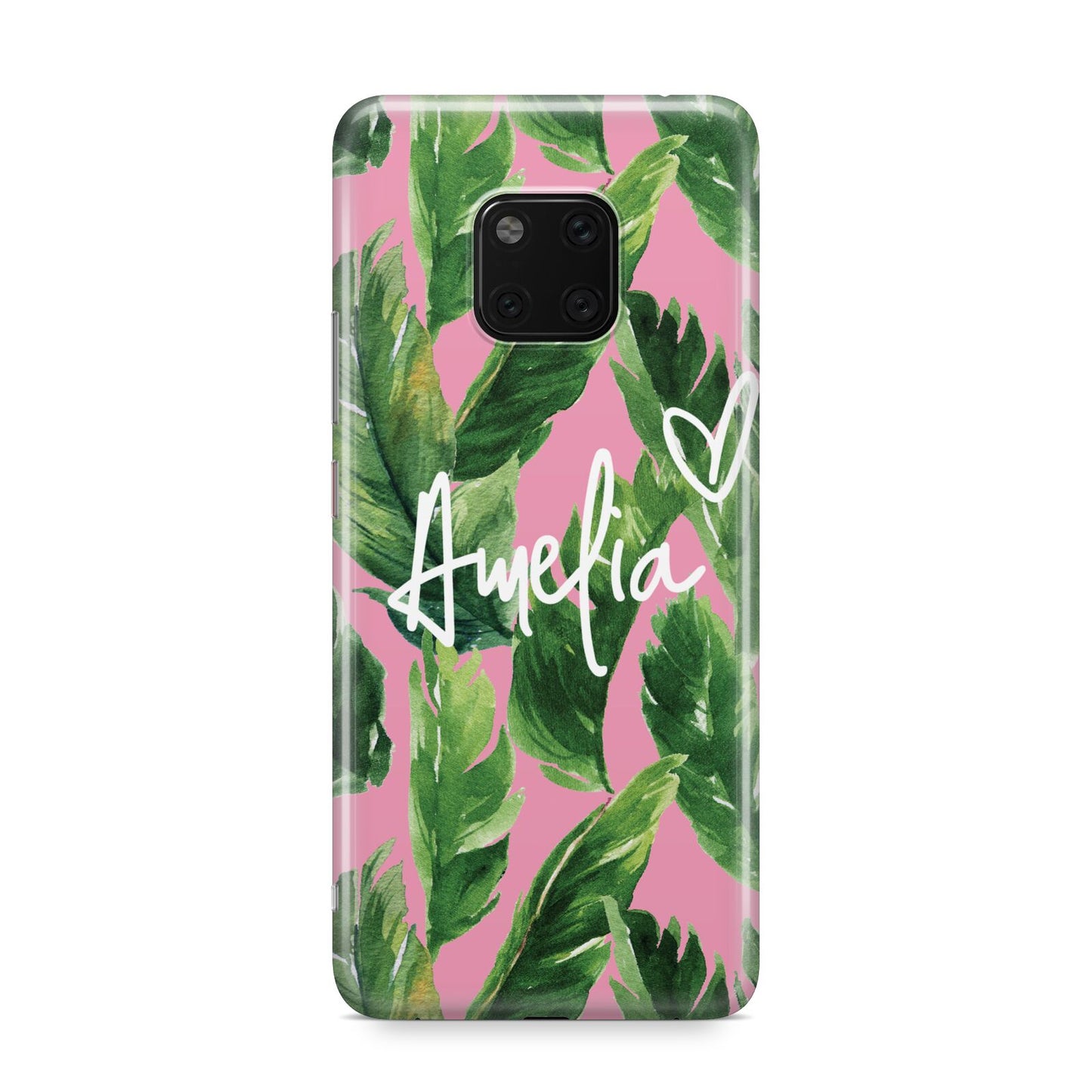 Personalised Pink Green Banana Leaf Huawei Mate 20 Pro Phone Case