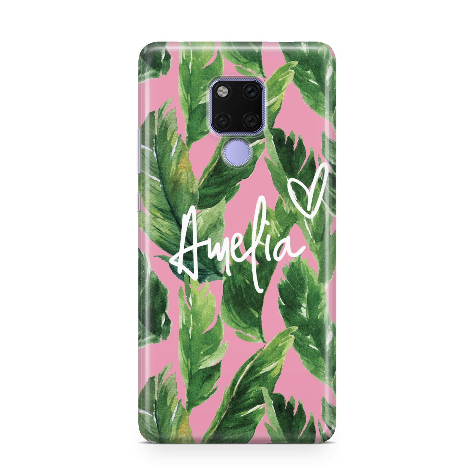 Personalised Pink Green Banana Leaf Huawei Mate 20X Phone Case