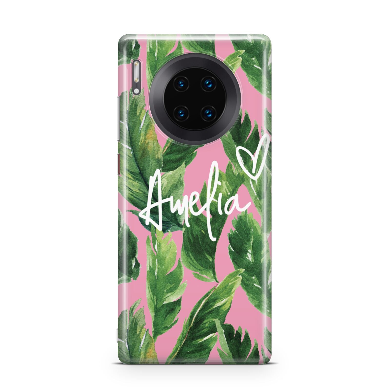 Personalised Pink Green Banana Leaf Huawei Mate 30 Pro Phone Case