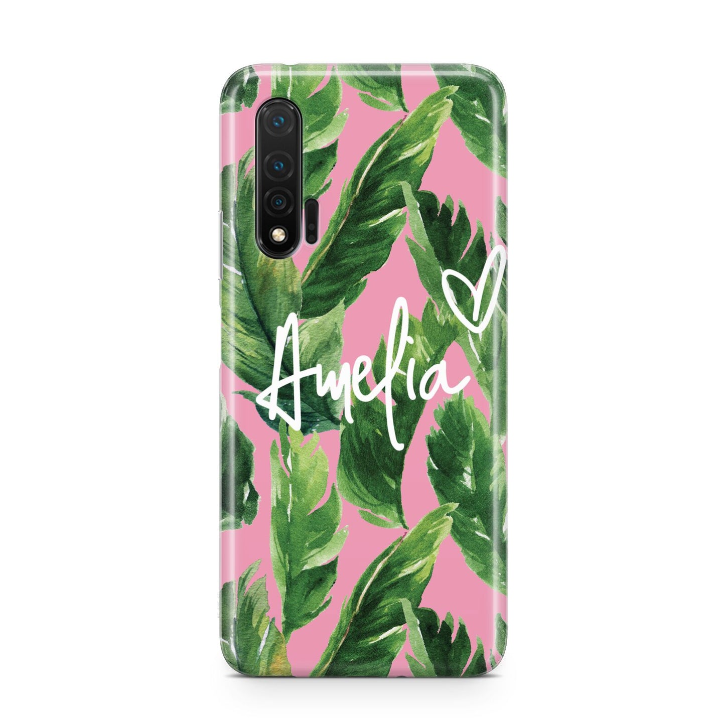 Personalised Pink Green Banana Leaf Huawei Nova 6 Phone Case