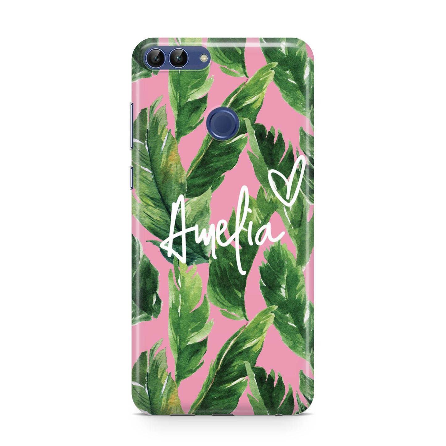 Personalised Pink Green Banana Leaf Huawei P Smart Case