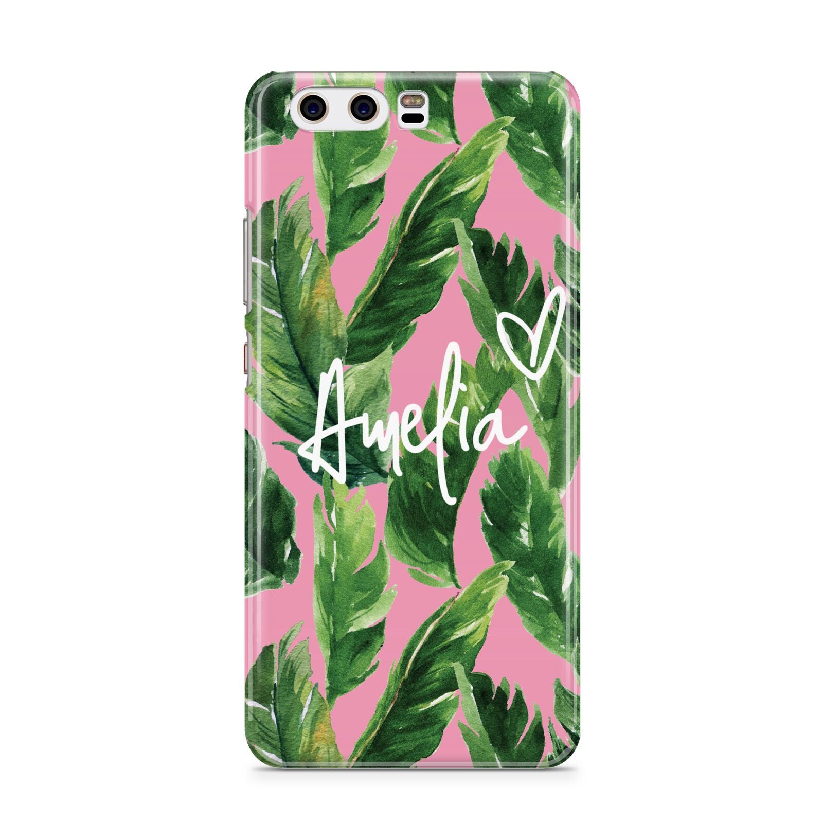 Personalised Pink Green Banana Leaf Huawei P10 Phone Case