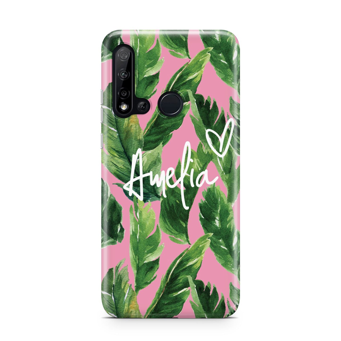 Personalised Pink Green Banana Leaf Huawei P20 Lite 5G Phone Case