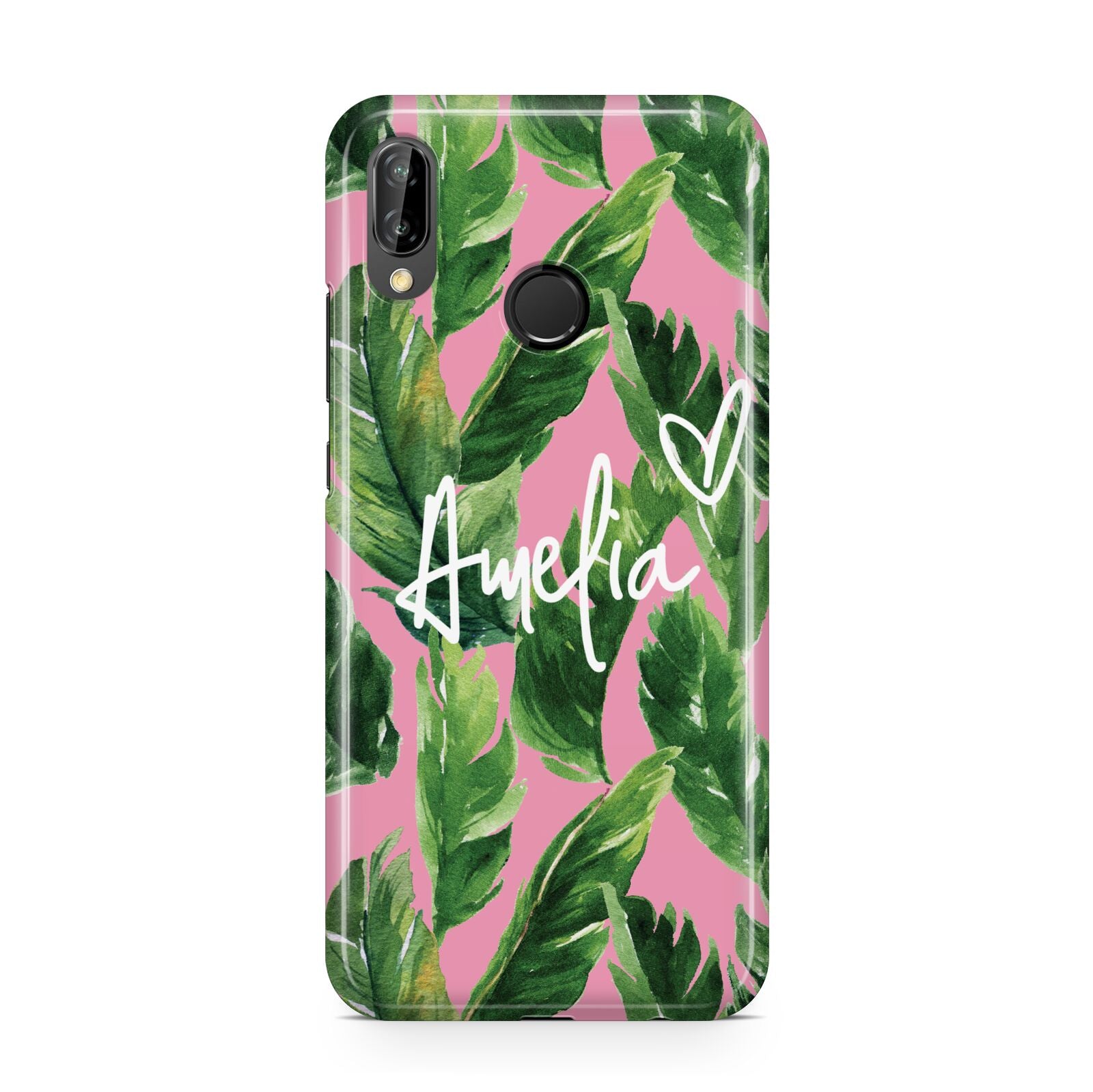 Personalised Pink Green Banana Leaf Huawei P20 Lite Phone Case