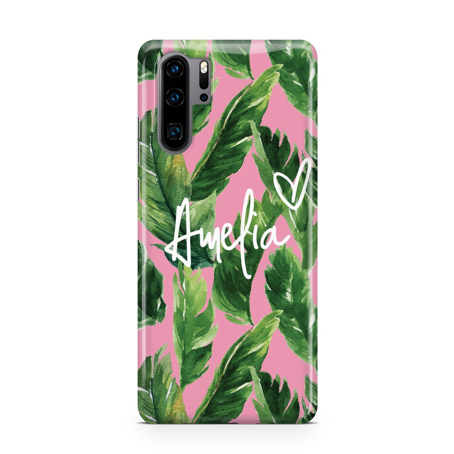 Personalised Pink Green Banana Leaf Huawei P30 Pro Phone Case