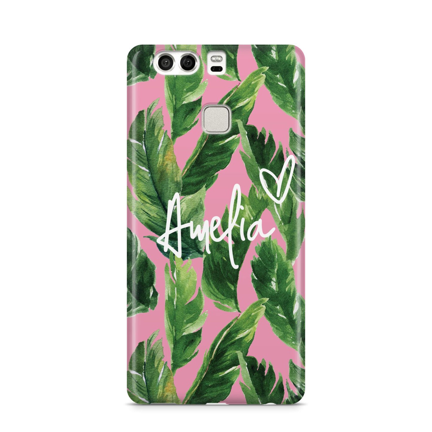 Personalised Pink Green Banana Leaf Huawei P9 Case