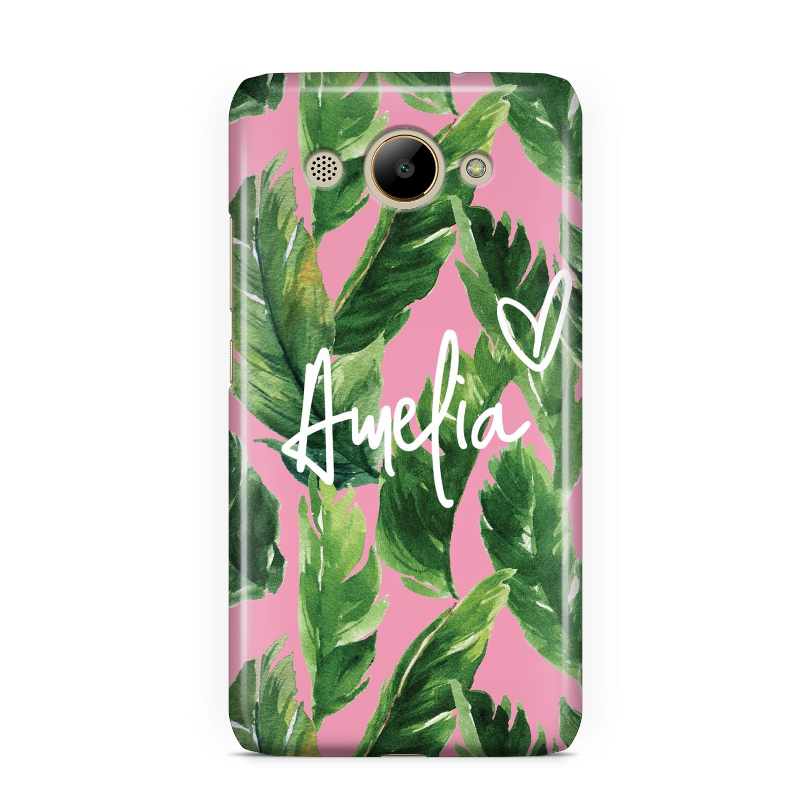 Personalised Pink Green Banana Leaf Huawei Y3 2017