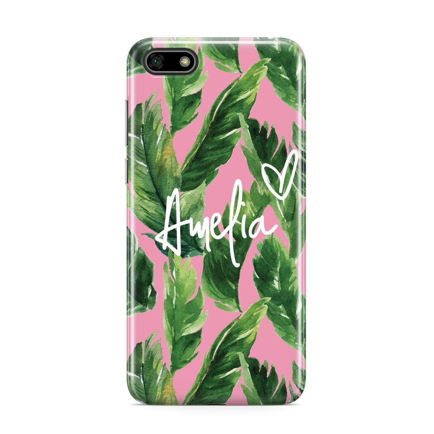 Personalised Pink Green Banana Leaf Huawei Y5 Prime 2018 Phone Case