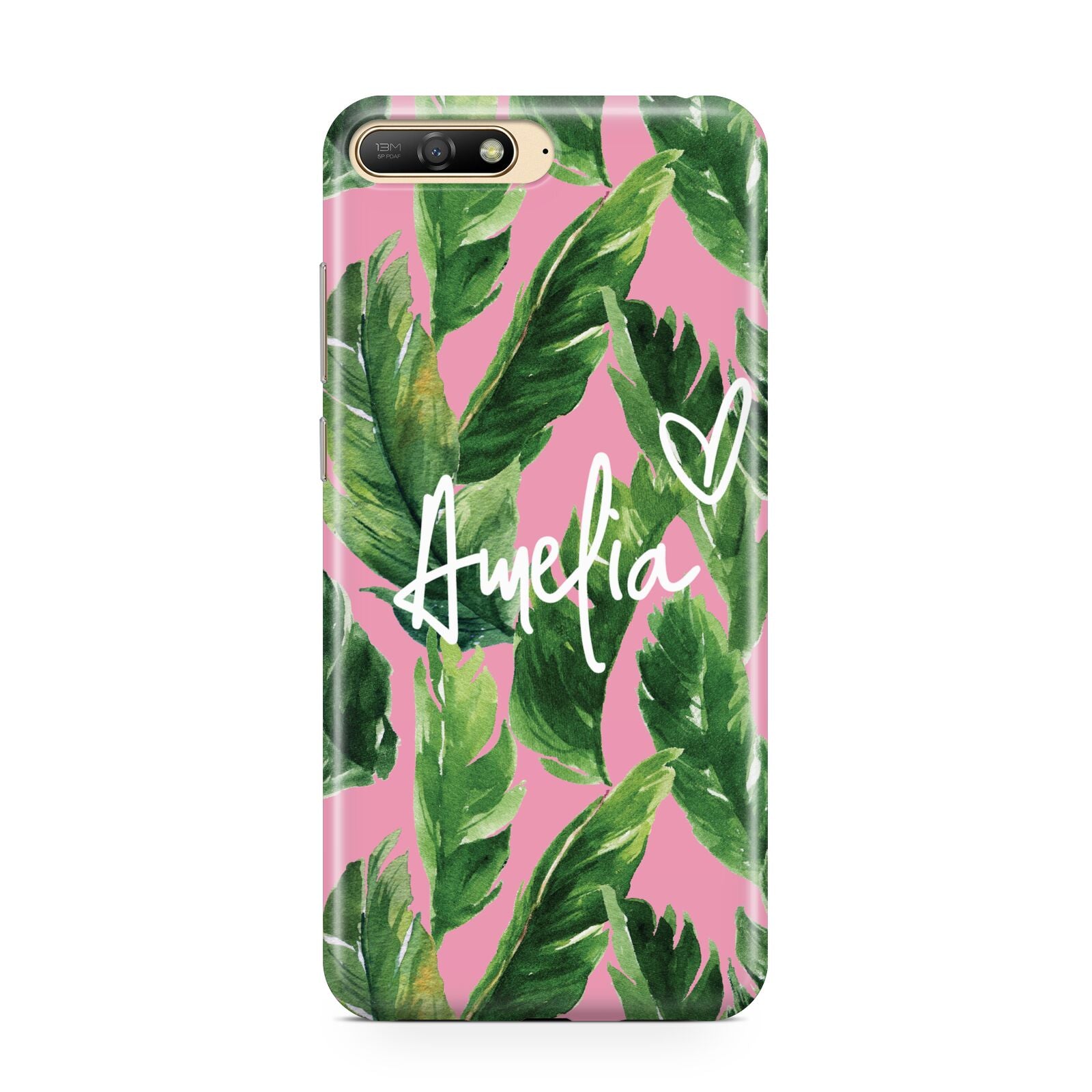 Personalised Pink Green Banana Leaf Huawei Y6 2018