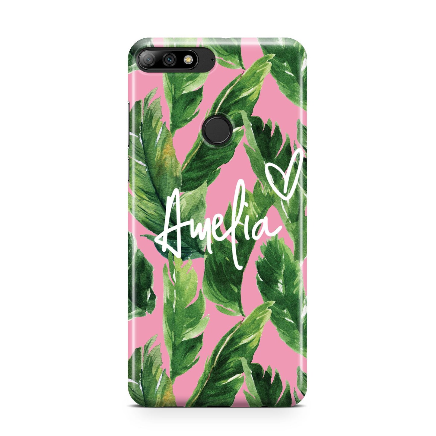 Personalised Pink Green Banana Leaf Huawei Y7 2018