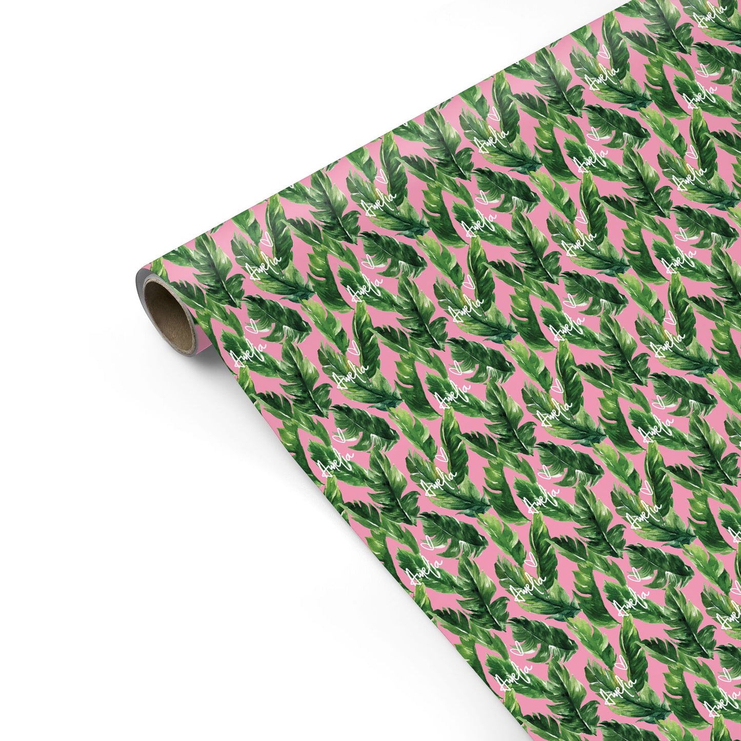 Personalised Pink Green Banana Leaf Personalised Gift Wrap