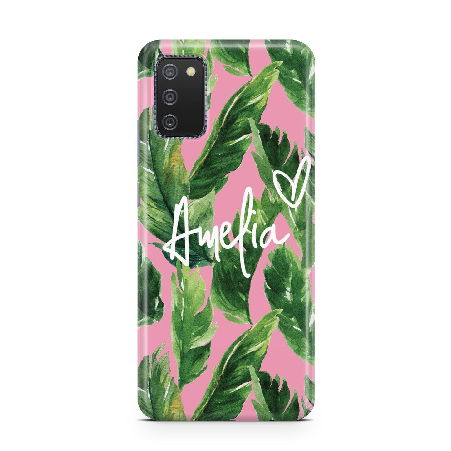 Personalised Pink Green Banana Leaf Samsung A02s Case