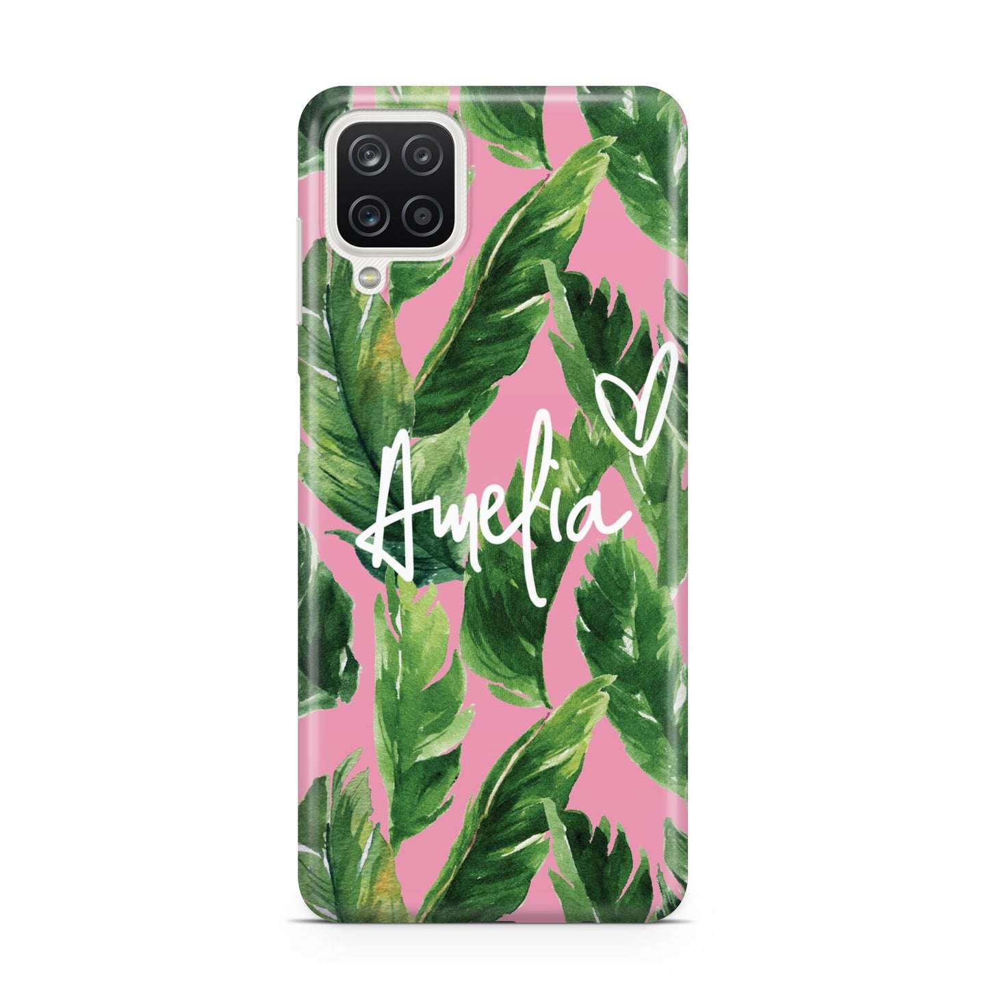 Personalised Pink Green Banana Leaf Samsung A12 Case