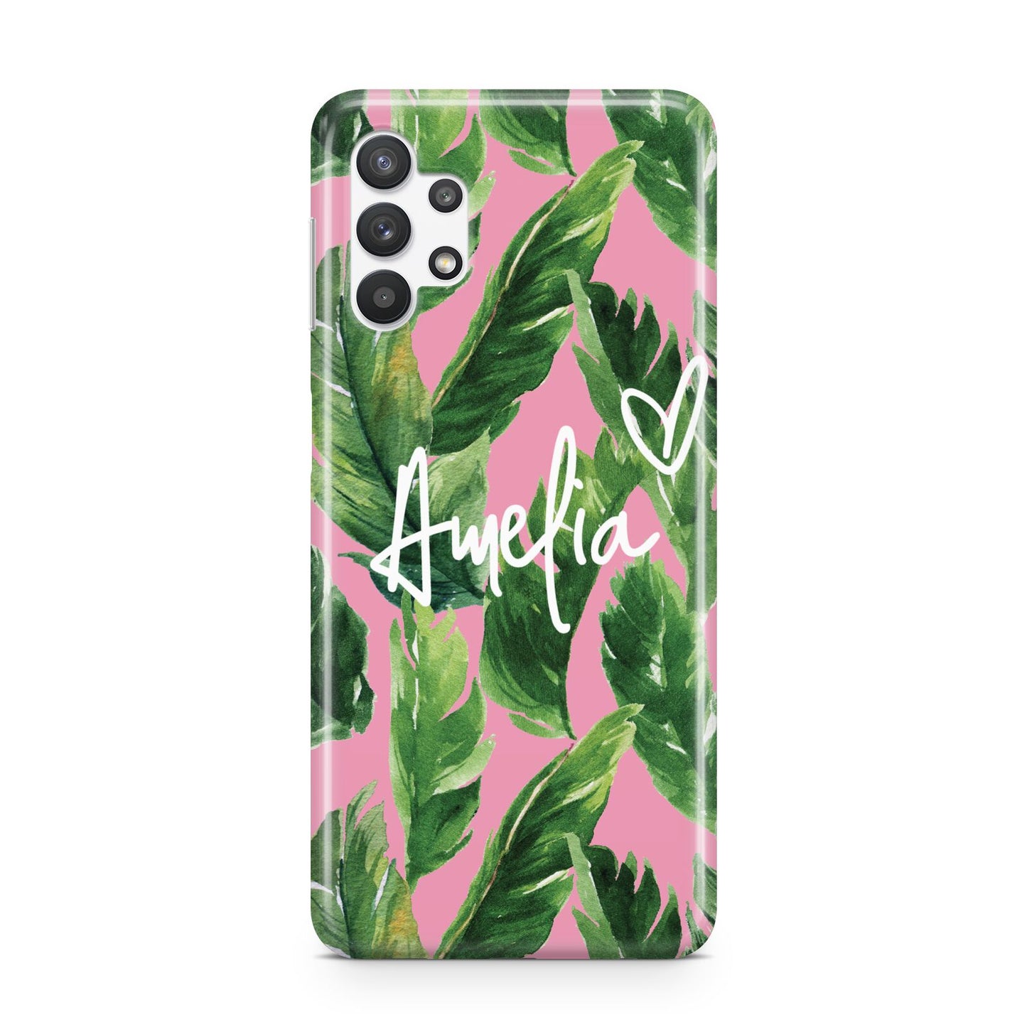 Personalised Pink Green Banana Leaf Samsung A32 5G Case