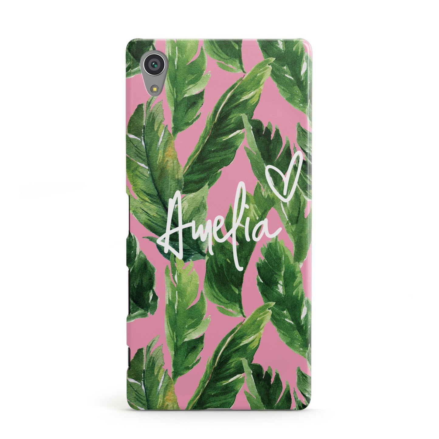 Personalised Pink Green Banana Leaf Sony Xperia Case