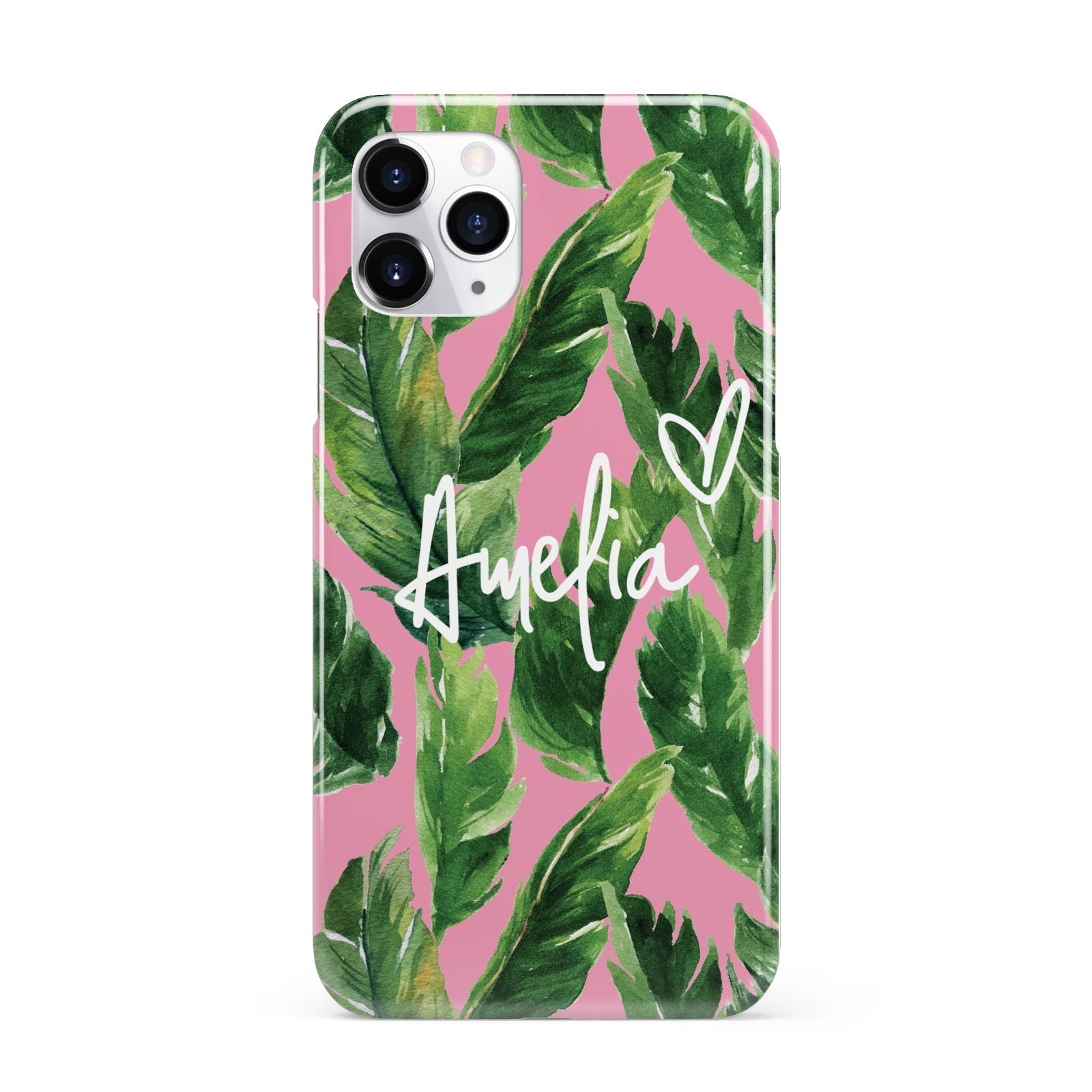 Personalised Pink Green Banana Leaf iPhone 11 Pro 3D Snap Case